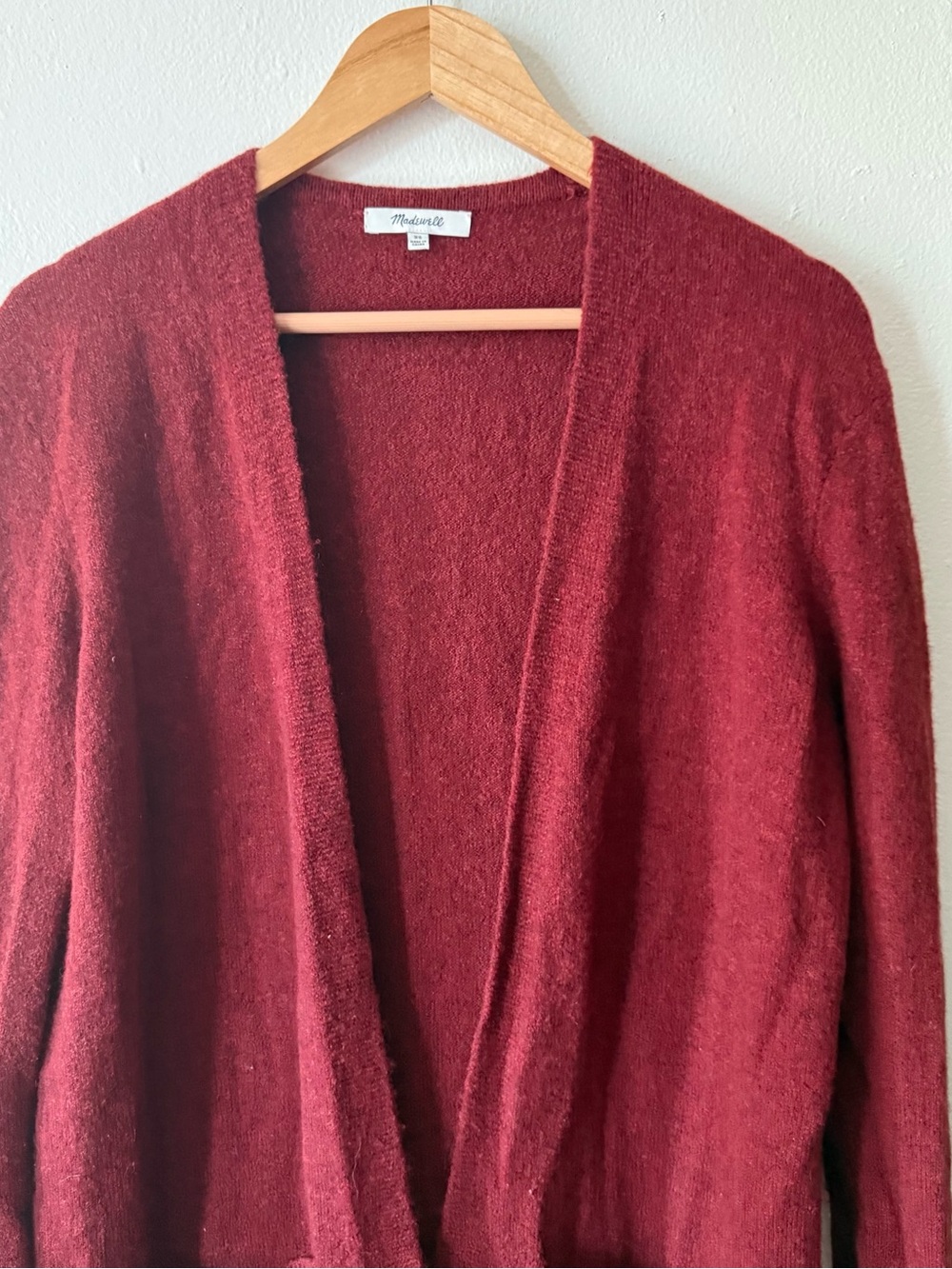 Madewell Open-Front Long Cardigan in Wine Red - Picture 4 of 6